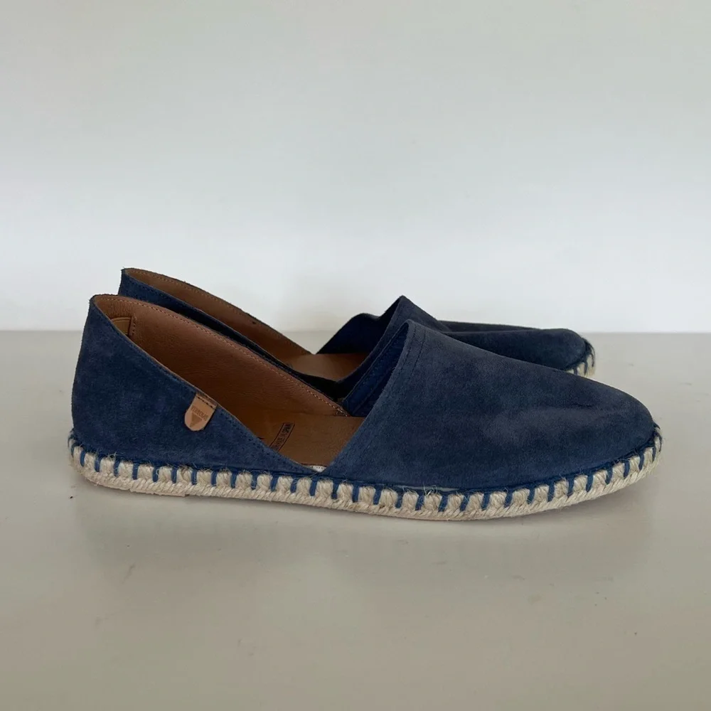 Verbenas Spain Carmen Espadrille Dusty Denim Blue Suede Slip On Flat, size 40